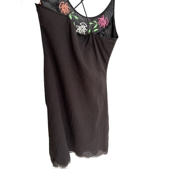 VTG Sweetees Embroidered Floral Black Zip Up Dress Boho Womens Size 8 - Picture 5 of 15